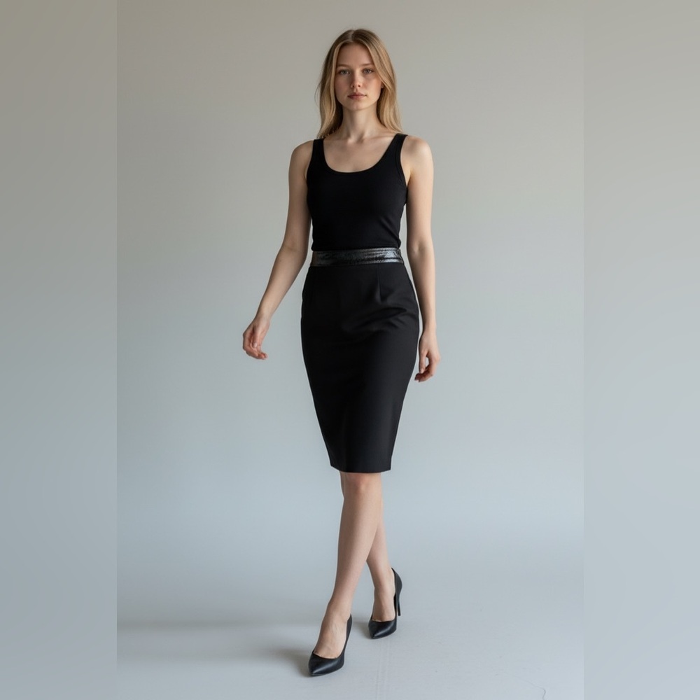 Dolce & Gabbana Leather Trim Pencil Skirt